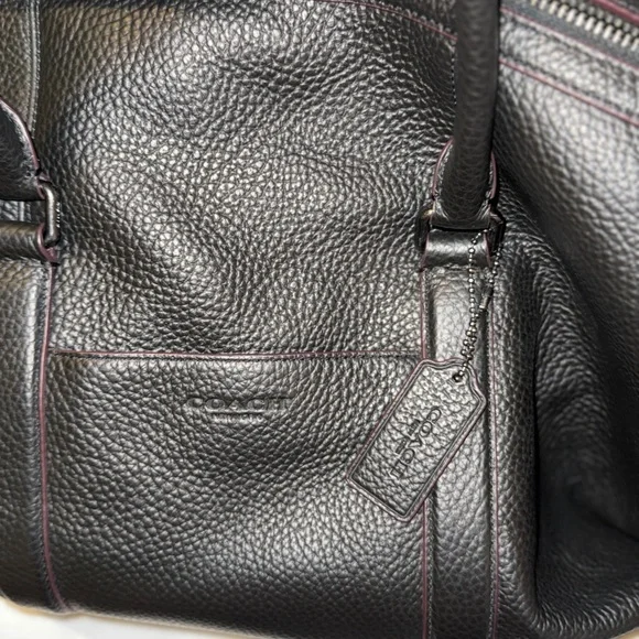Coach Black Leather Trekker Bag 52 With Red Trim - Picture 10 of 11